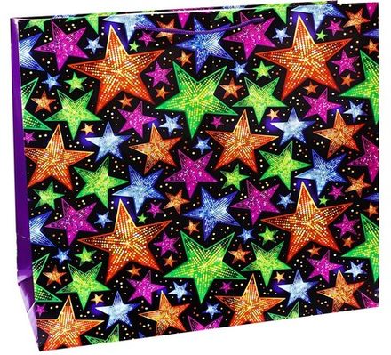 Пакет подарочный, Яркие звезды, 44*54*16 см, 1 шт.