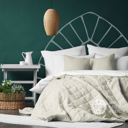 Покрывало на кровать под лен ДЖЕРРИИ (арт. BL02-274-02) - сливочное