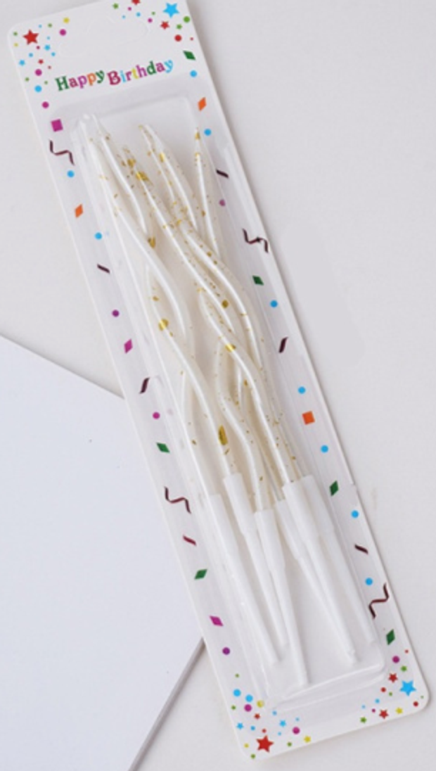 Свечи спираль белый с золотом 6 шт