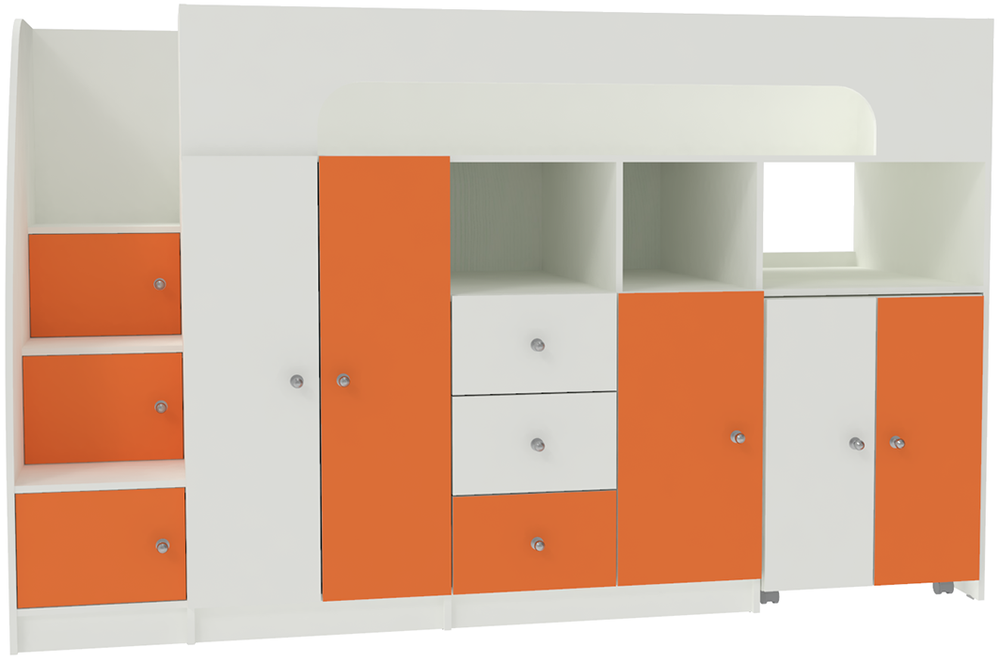 Кровать-чердак КарИВи Астра 11 Белый  Оранжевый
