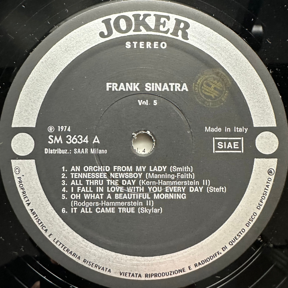 Frank Sinatra ‎– Vol. 5 (Италия 1974г.)