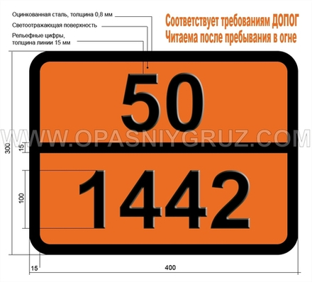 Табличка Опасный груз 50-1442 АММОНИЯ ПЕРХЛОРАТ