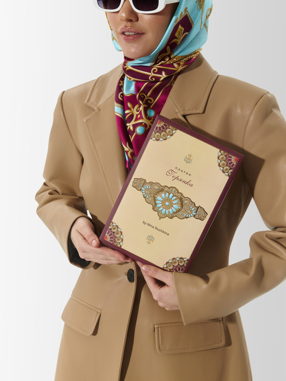 Платок «Горянка» 100% шёлк голубой