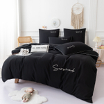 Комплект постельного белья Однотонный Сатин Вышивка на резинке CHR020