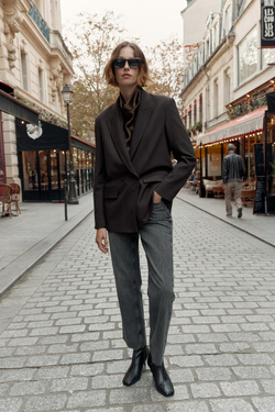 ZARA ДВУБОРТНЫЙ БЛЕЙЗЕР OVERSIZE В ТОНКУЮ ПОЛОСКУ, ПОЛОСКИ