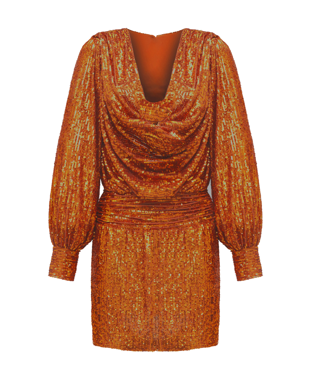 Платье мини из пайеток с драпировкой