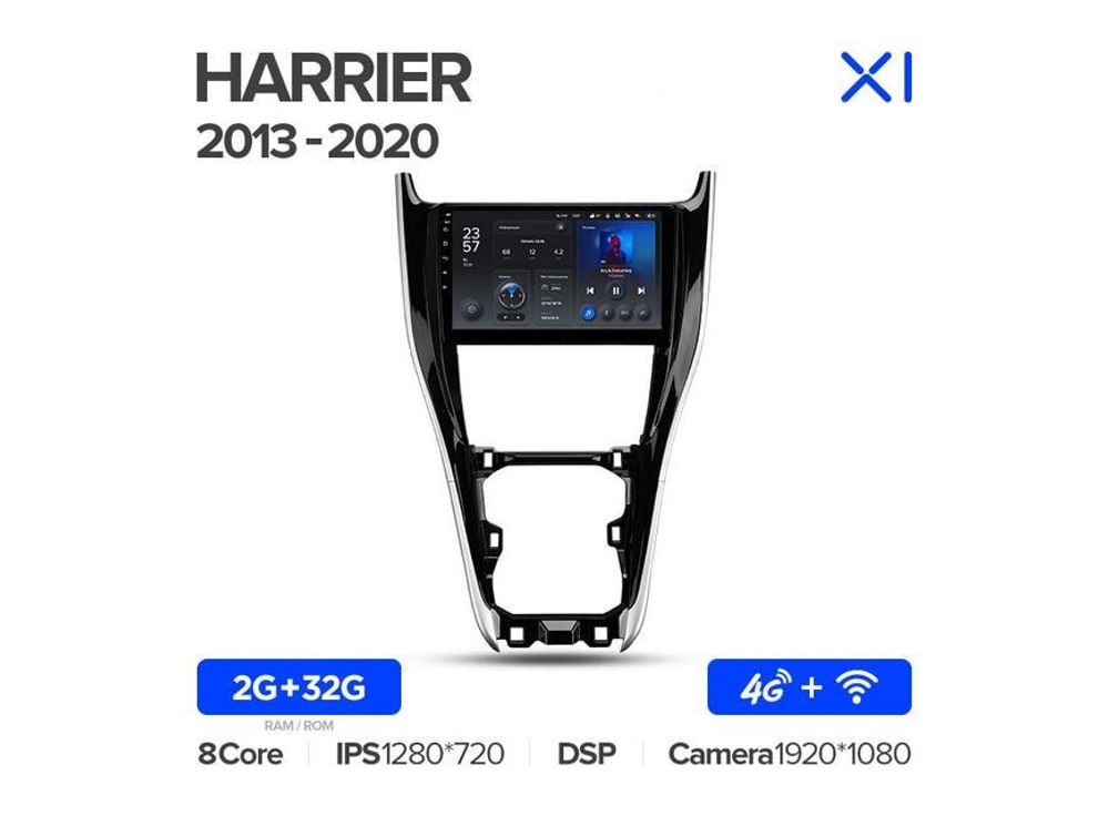 Магнитола Teyes X1 2-32 Wi-Fi + 4G Toyota Harrier XU60 2013 — 2020 10.2&quot;