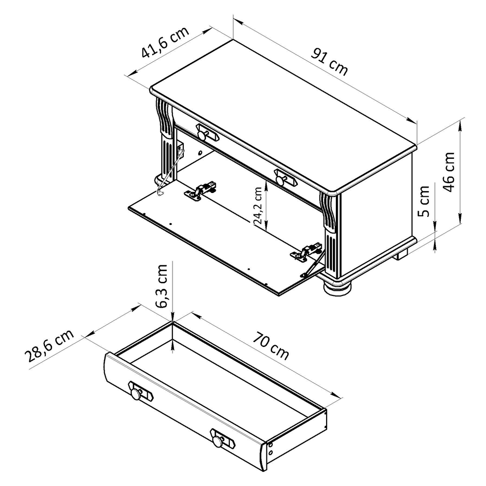 Скамья для обуви Сюзанна 91х42х46 из сосны