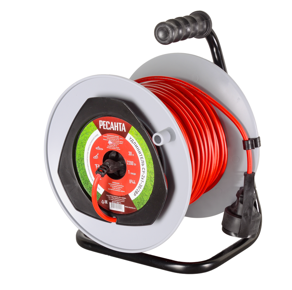 Удлинитель силовой на катушке Ресанта СУ-2х1-30/2ВР (с выкл., 1 розетка, IP44)