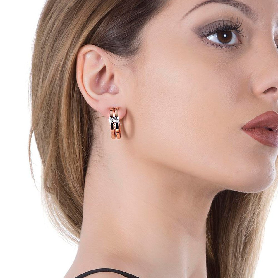 Серьги Boccadamo XOR278RS BR/RG с кристаллами Swarovski, покрытием золотом, родием