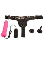 Розовый женский страпон с вибрацией (Цвет: розовый)