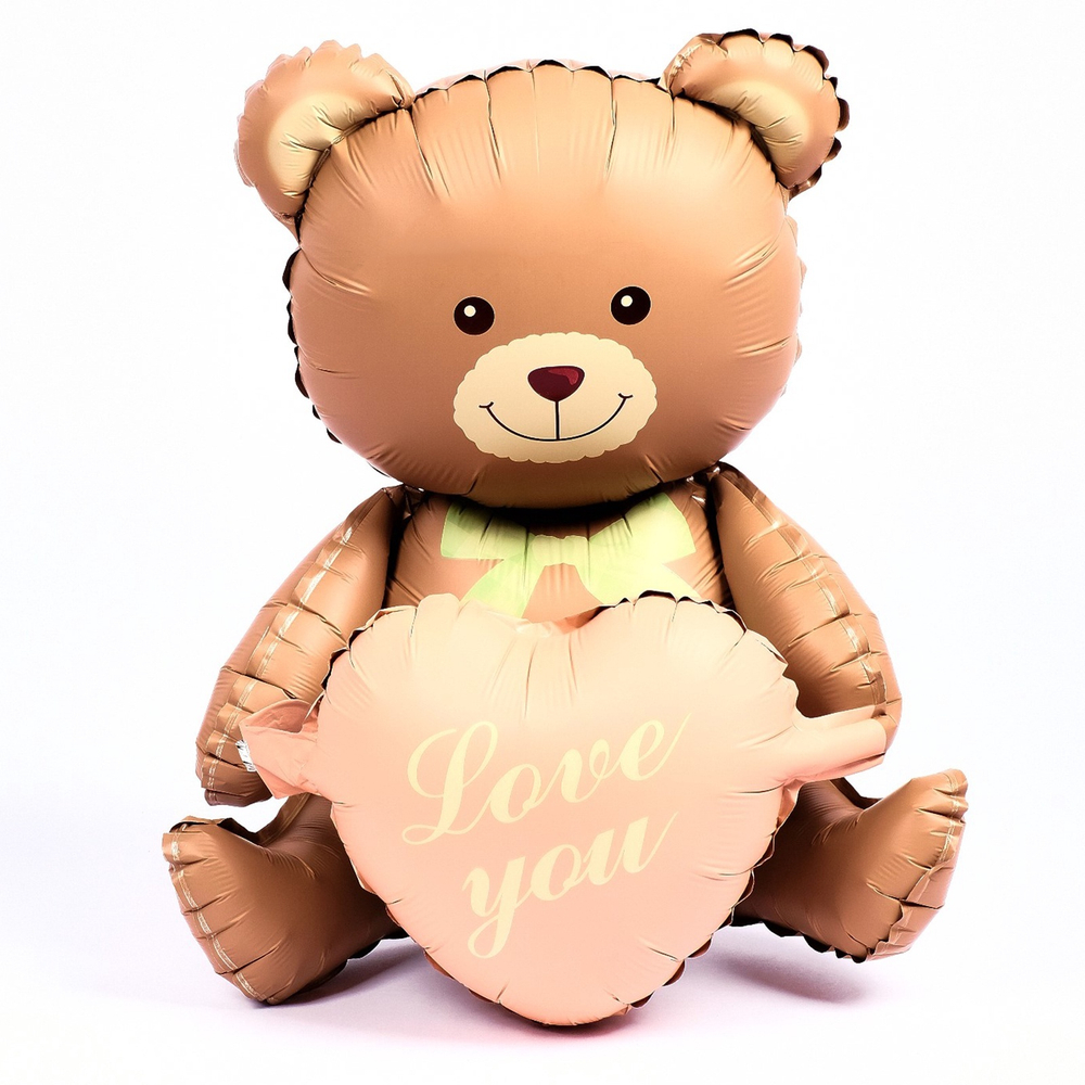 Воздушный шар Медведь с сердцем надут воздухом 65 см