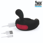 Черное эрекционное виброкольцо Sex Expert с пультом ДУ (Цвет: черный)