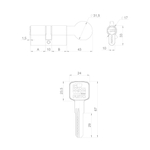 Цилиндровый механизм Z3002Knob60(25+10+25) с вертушкой CP хром