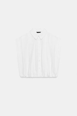 ZARA УКОРОЧЕННАЯ РУБАШКА, БЕЛЫЙ