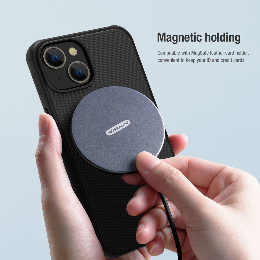 Усиленный чехол от Nillkin c поддержкой зарядки MagSafe для iPhone 14 и 13, серия Super Frosted Shield Pro Magnetic Case