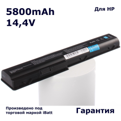 Аккумулятор iBatt 5800mAh, для HP- Pavilion dv7-1165er dv7-2130er dv7-1210er dv8-1150er dv7-1135nr dv7-2173cl