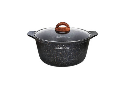Кастрюля алюминиевая антипригарная 2 л Granit Ultra Induction (Original) со стеклянной крышкой, индукция
