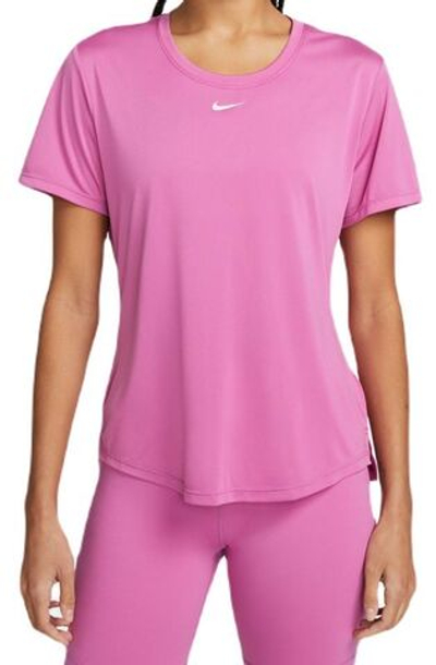 Женская футболка теннисная Nike Dri-FIT One Short Sleeve Standard Fit Top - cosmic fuchsia/white