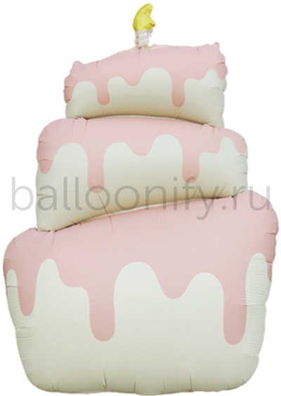 Шар (37''/94 см) Фигура, Торт, Розовый, Сатин, 1 шт.