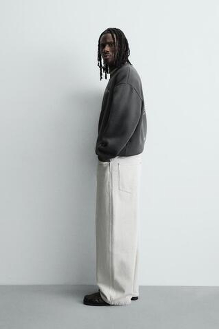 ZARA ТОЛСТОВКА С КОНТРАСТНЫМ ПРИНТОМ, ТЕМНЫЙ АНТРАЦИТ