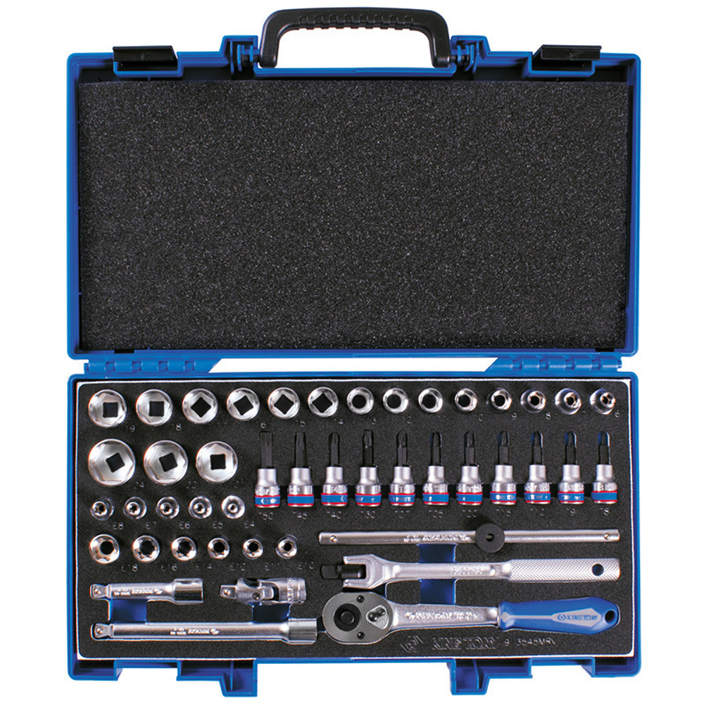 KING TONY (3545MRV) Набор торцевых головок с принадлежностями 3/8", 6-гранные, 6-24 мм, 45 предметов