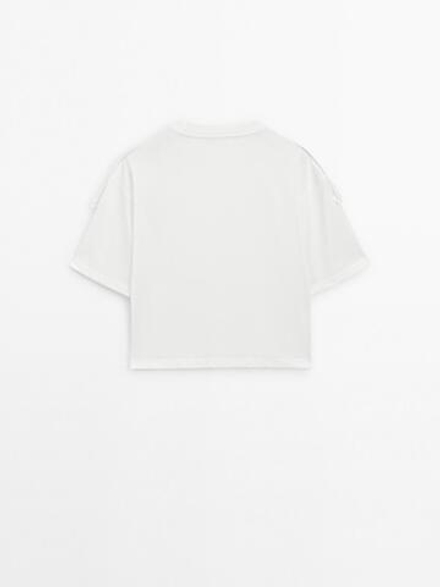 Massimo Dutti Футболка из 100% хлопка, натуральный, кремовый