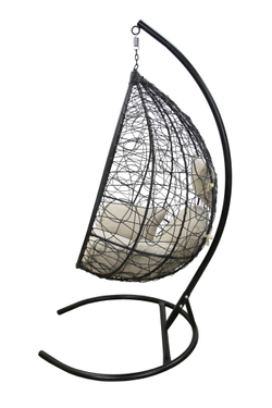 Кресло подвесное Сфера арт.CN800-2024 (стойка+основание.черн.,корзн.черн.,подуш.беж. 3уп.(М))