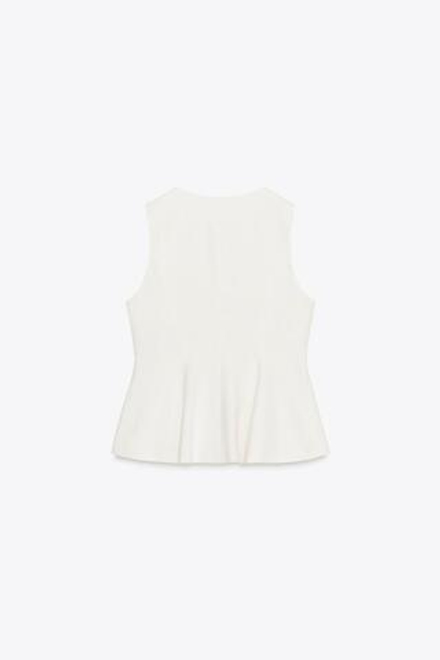 ZARA ЖИЛЕТ С БАСКОЙ, ЭКРЮ