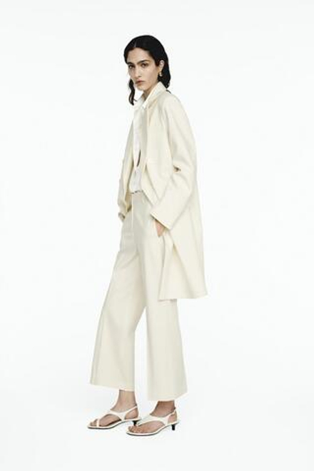 ZARA УКОРОЧЕННЫЕ БРЮКИ С ВЫСОКОЙ ПОСАДКОЙ — ZW COLLECTION, ЖЕЛТОВАТО-БЕЛЫЙ