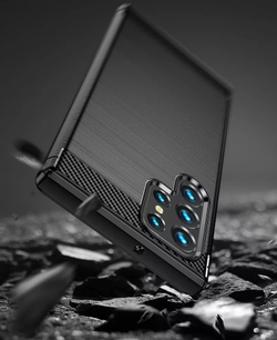 Тонкий защитный чехол в стиле карбон для смартфона Samsung Galaxy S22 Ultra, серии Carbon от Caseport