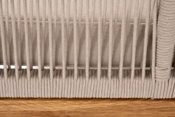 "Канны" левый модуль плетеный из роупа, основание дуб, роуп бежевый круглый, ткань бежевая 052