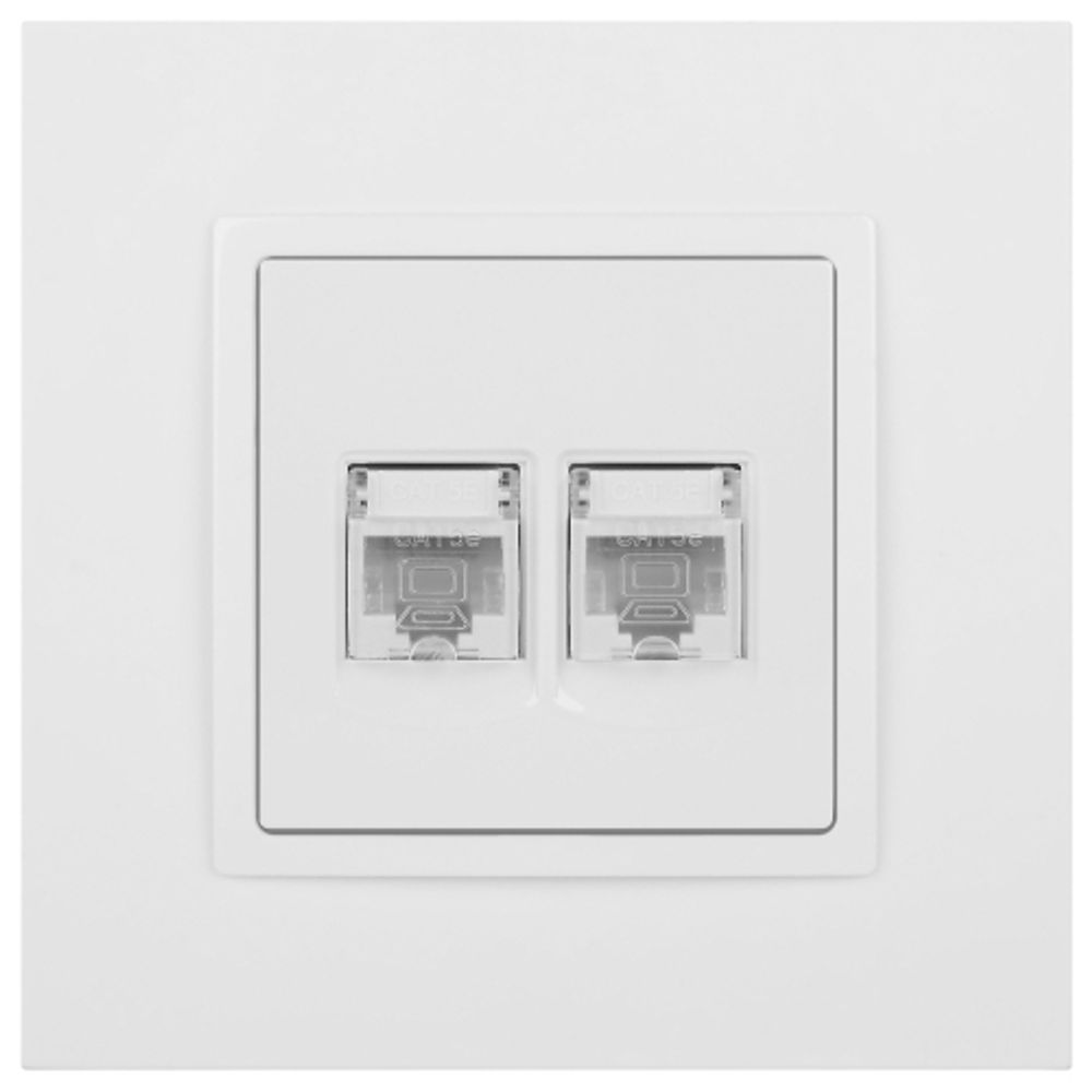 14-3108-01 ЭРА Розетка 2хRJ45, IP20, белый
