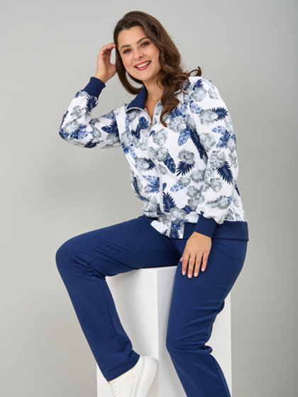 Костюм с брюками КБ-184/синий-одуванчикперья