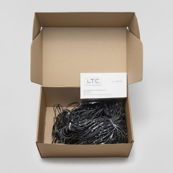 Светодиодная Сетка 2*3 м., 24V, 384 желтых LED, провод чёрный ПВХ, IP54, LTC (NTL384M-11-1Y)