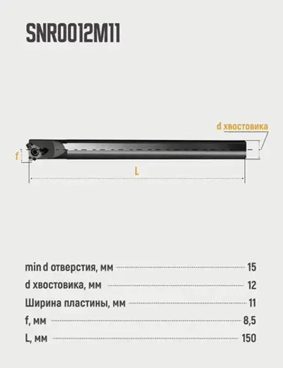 SNR0012M11 Резец резьбовой внутренний по металлу
