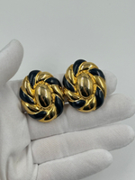 Клипсы с тёмно-синей эмалью