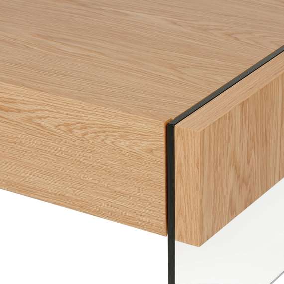 Журнальный стол с ящиками Somerset 127x60 см, шпон дуба, стеклянные ножки