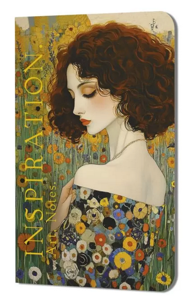 Блокнот 130х210 мм. 32л."Inspiration. Art. Notes. Климт. Рыжая, кудрявая девушка, платье в цветочек"