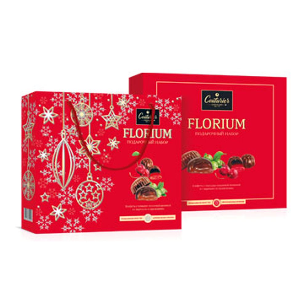 Ассорти шок.конфет &quot;FLORIUM&quot; БОРДОВАЯ с начинкой вишневая линия/крыжовник (сумка) 170г