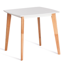 Стол обеденный Claire квадратный столешница МДФ, опоры дерево гевея, белый / натуральное дерево, 80 x 80 x 75см