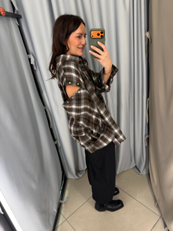 Рубашка трансформер шоколадная клетка