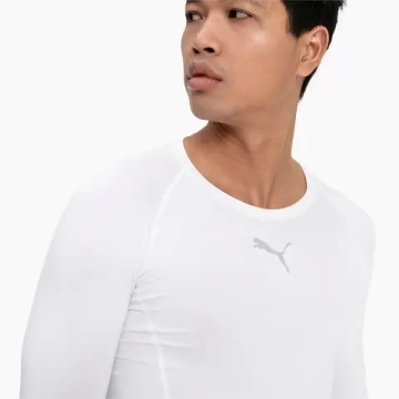 Мужская теннисная футболка теннисная Puma Liga Baselayer Tee Long Sleeve - белый