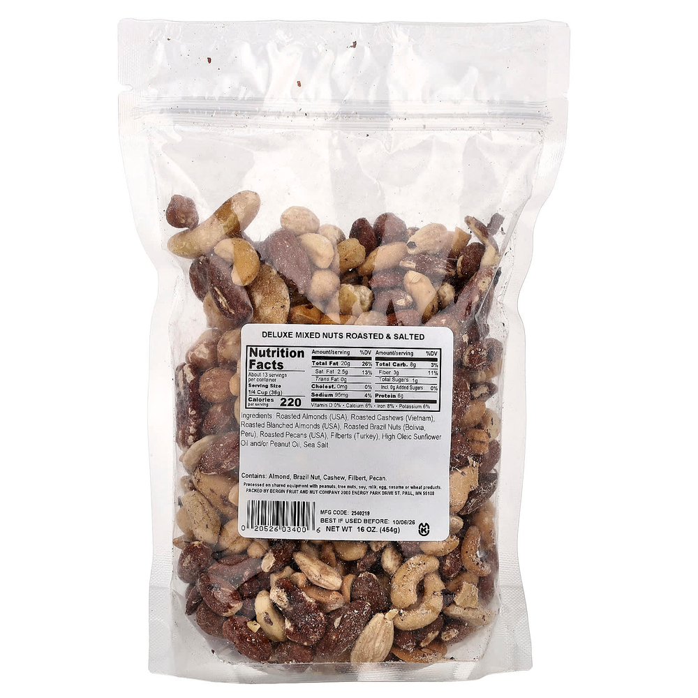 Bergin Fruit and Nut Company, Смешанные орехи, обжаренные и соленые, 454 г (16 унций)