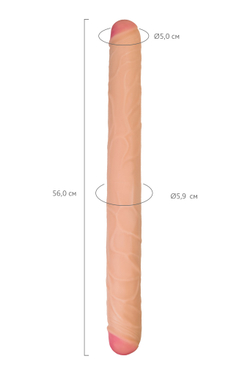 Фаллоимитатор RealStick Brutal Castor двусторонний, neoskin, телесный, 56 cм
