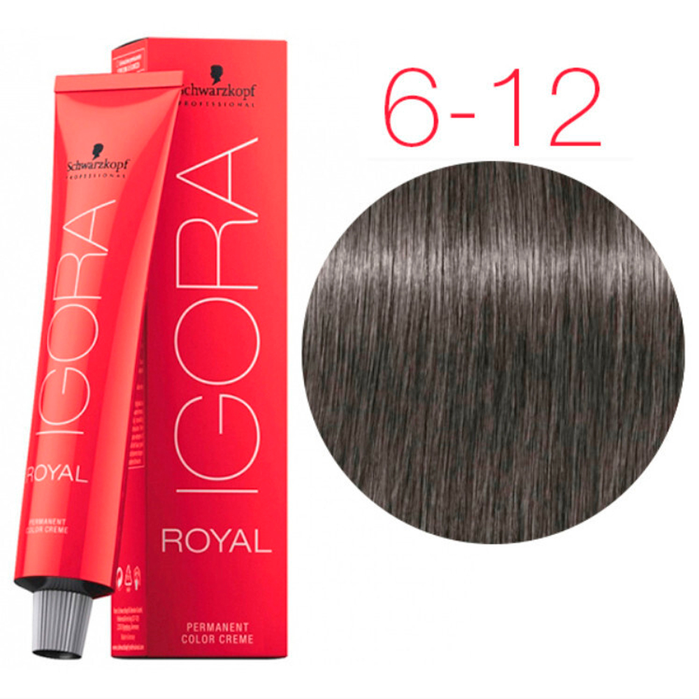 Краска для волос Igora Royal 6-12 Темный русый сандрэ пепельный Schwarzkopf Professional, 60 мл