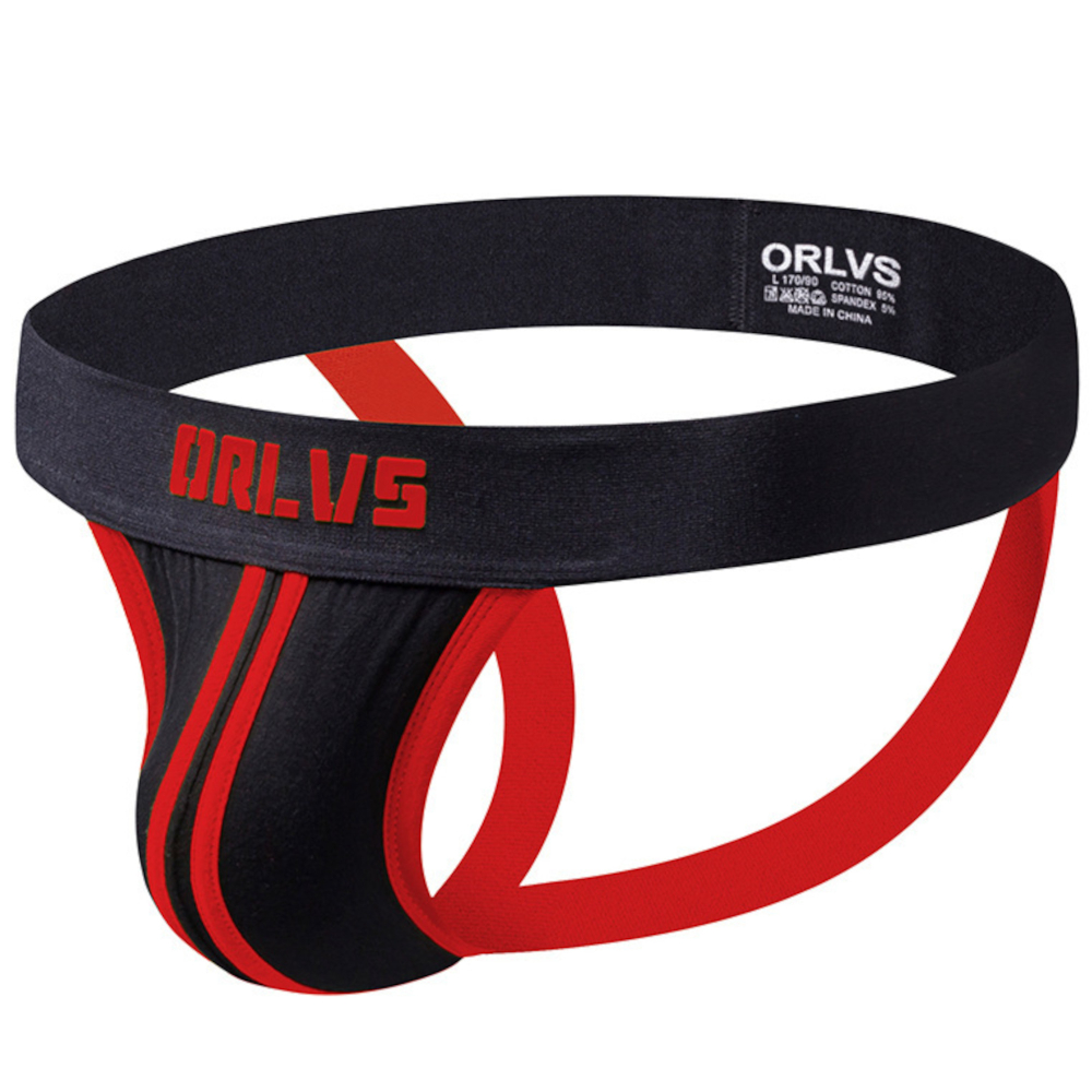 Мужские трусы джоки черные с красной окантовкой  ORLVS OR166-8