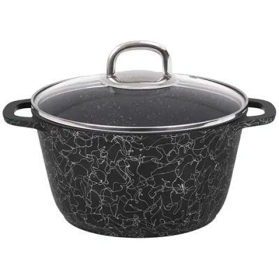 Кастрюля 3,5л «Грация» (черный/серебро) со стеклянной крышкой кчс35а