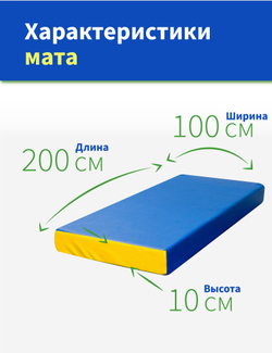 Мат спортивный гимнастический 200*100*10 см