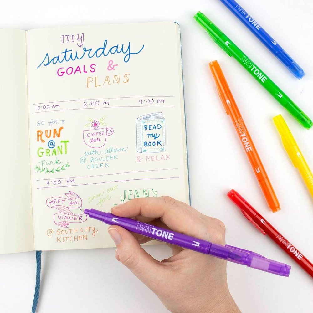 Tombow TwinTone 6 Color Rainbow Set